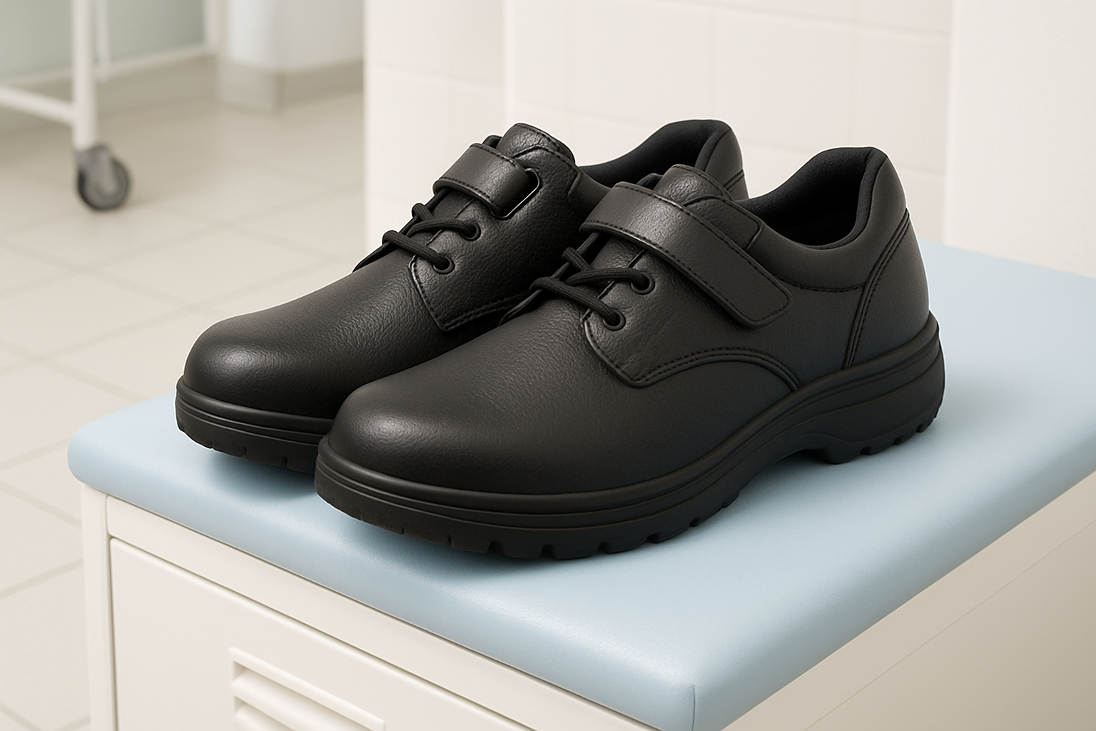 Orthopedic work shoes for nurses in the UK with cushioned soles.