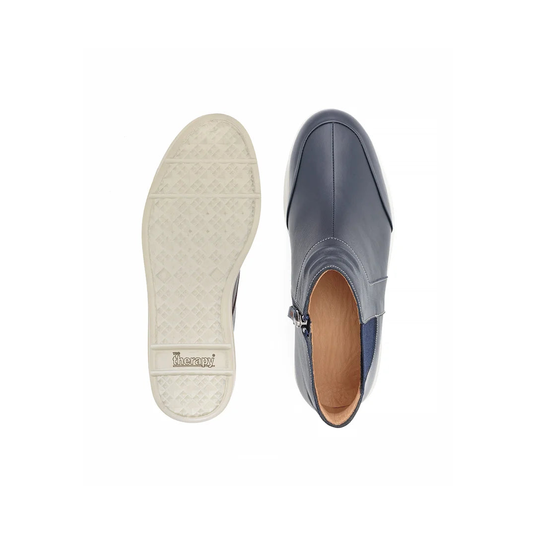 Men’s navy orthopedic Chelsea boots with cushioned insole for comfort and support – Porter footwear.