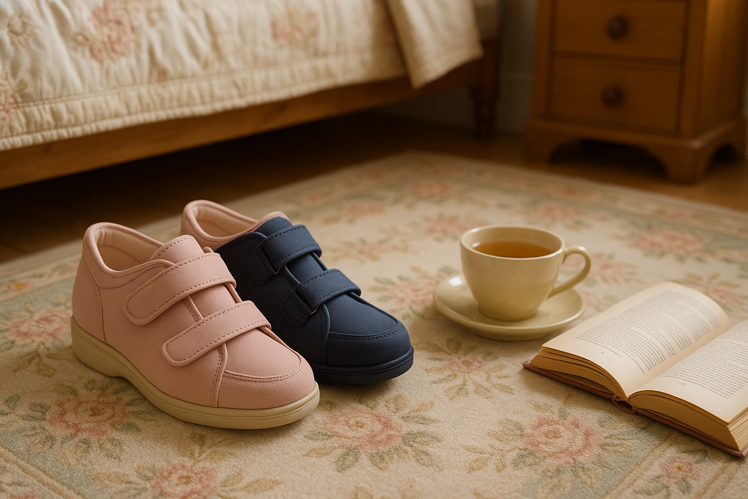 Elegant orthopedic ladies’ shoes with wide openings and ankle support – designed for swollen feet and ankles, offering stylish comfort and therapeutic relief.