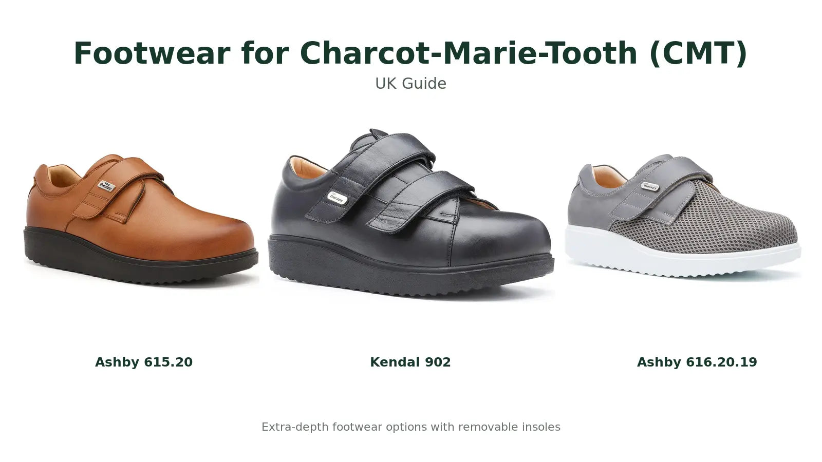 Kendal 902 and Ashby extra-depth footwear options discussed in TDO Therapy's Charcot-Marie-Tooth guide.