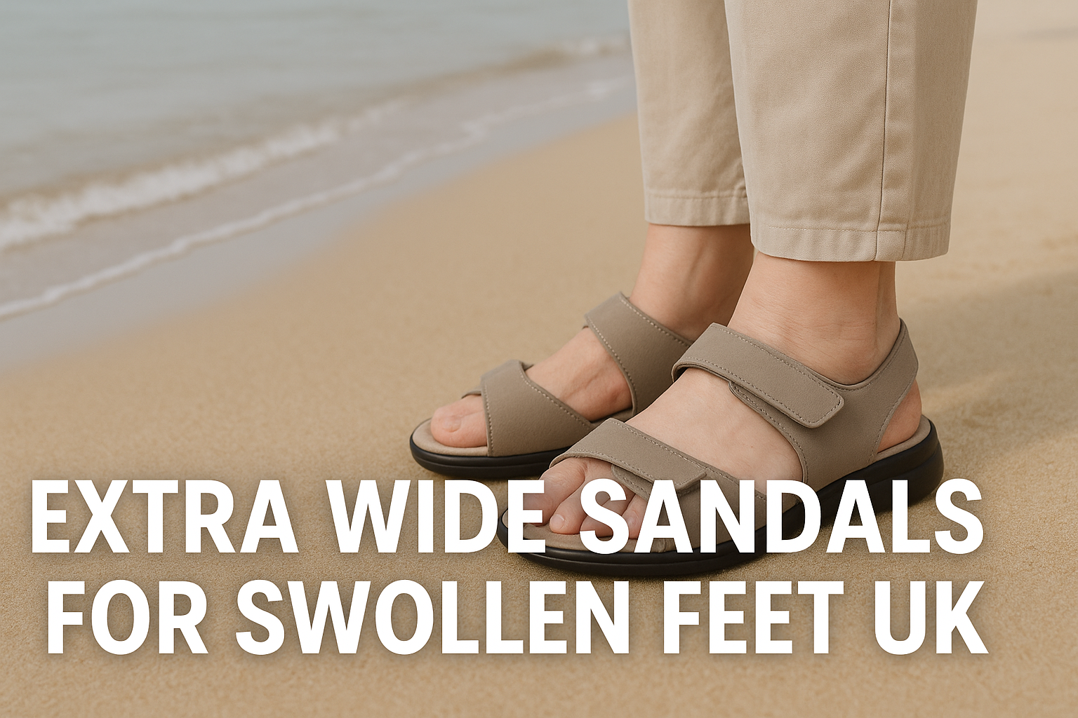 Promotional banner featuring extra wide sandals for swollen feet in the UK – 2025 collection