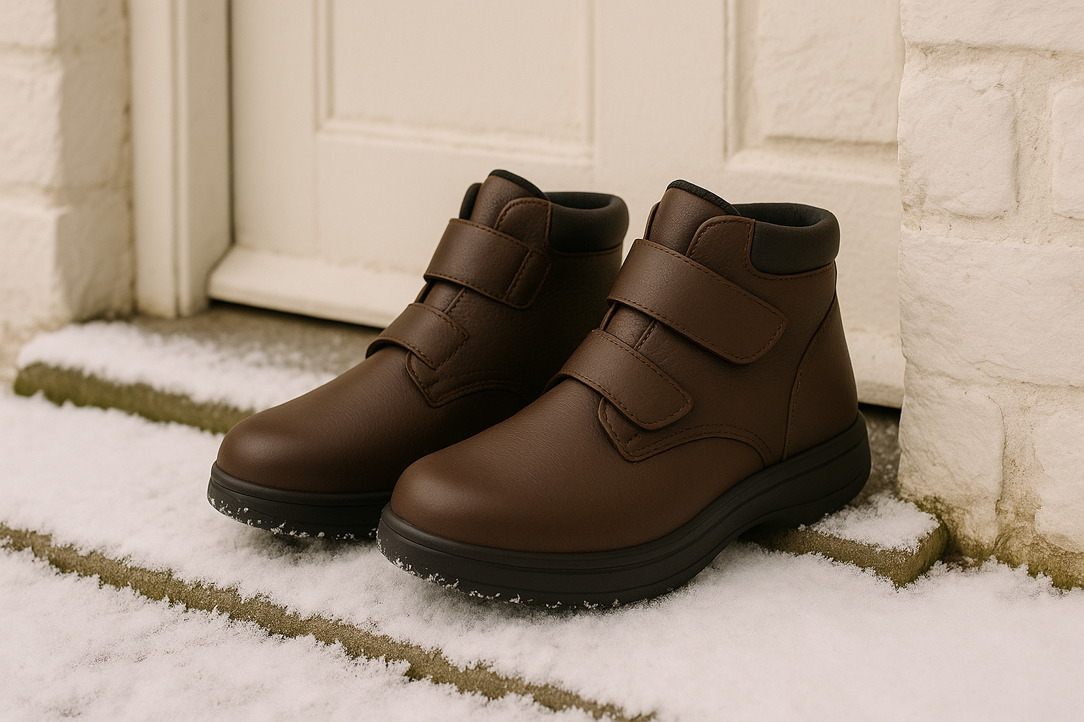 Orthopedic leather boots for winter in the UK with insulated lining.