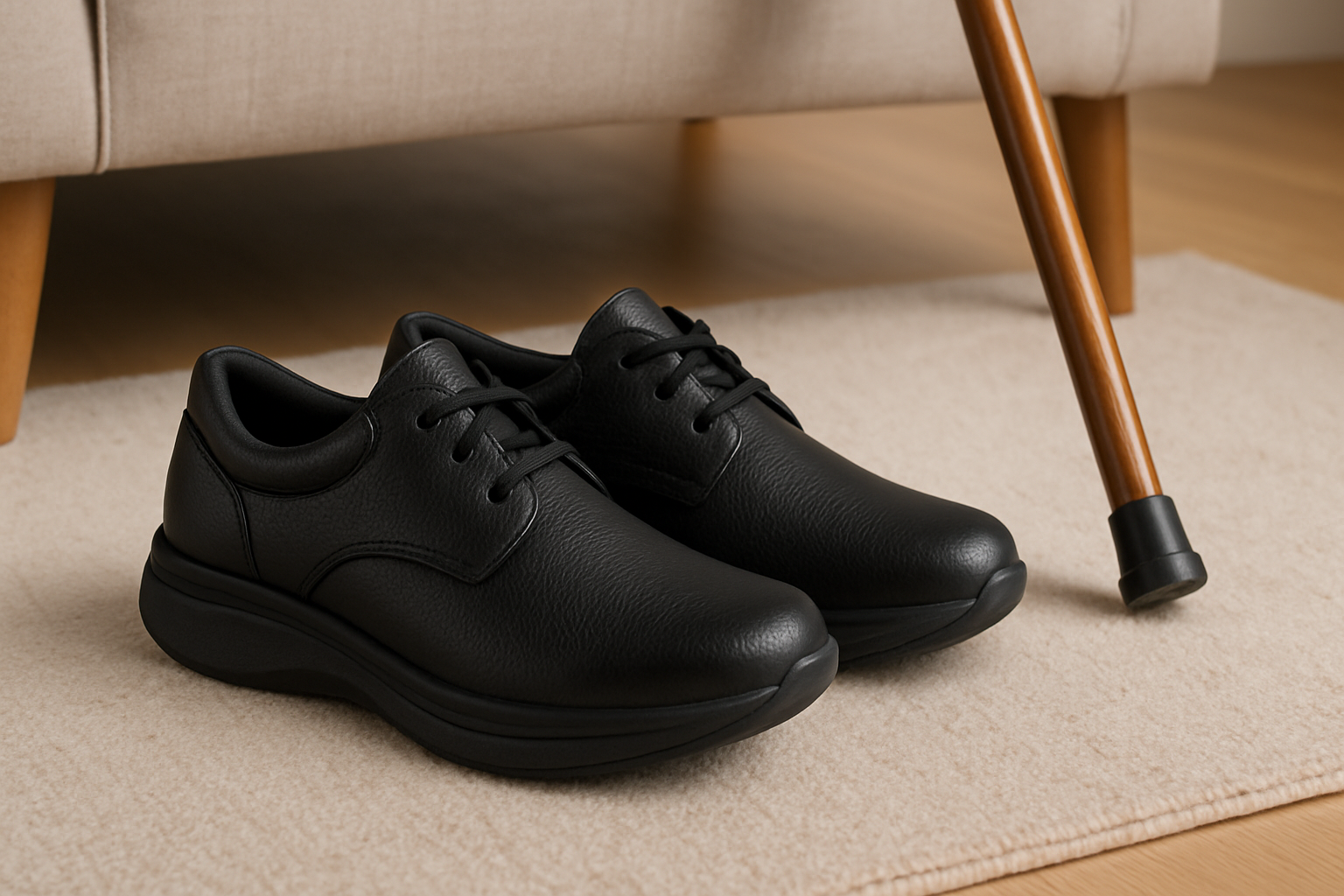 Orthopedic shoes with cushioned soles designed to reduce knee pain and improve stability.