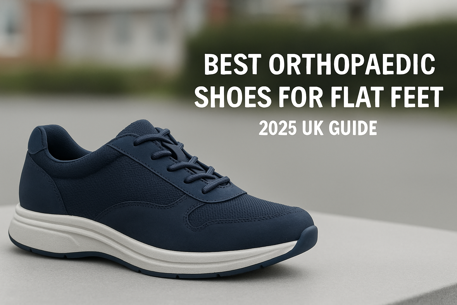 Banner image featuring cushioned orthopaedic shoes designed for heel pain and plantar fasciitis relief