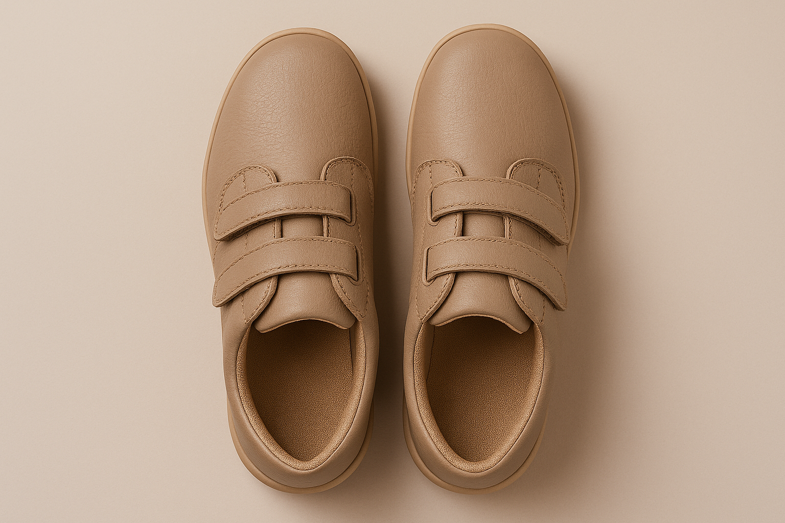 Orthopedic trainers with a wide toe box and Velcro straps to reduce forefoot nerve pressure.