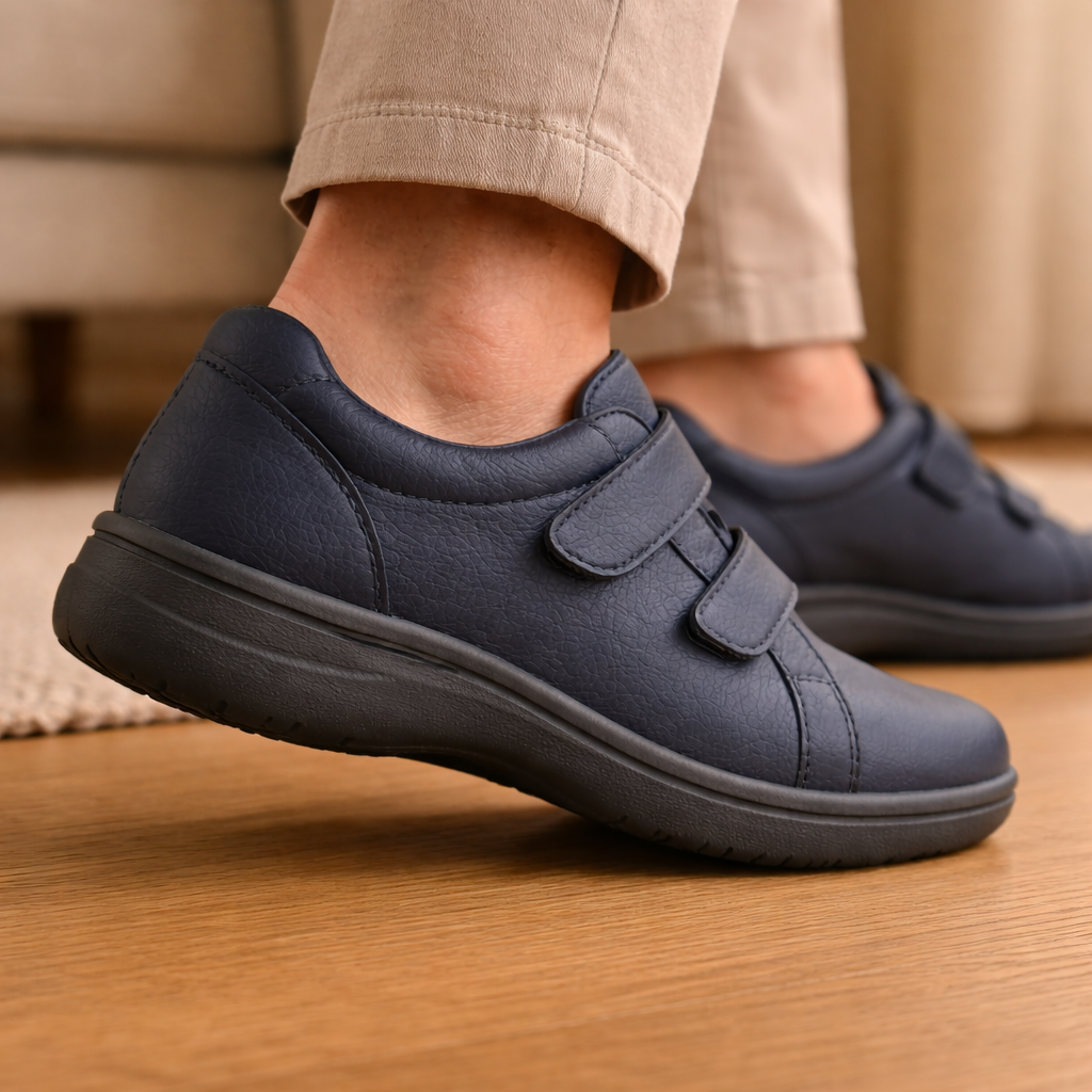 Close-up of women’s orthopedic shoes designed for balance and stability.