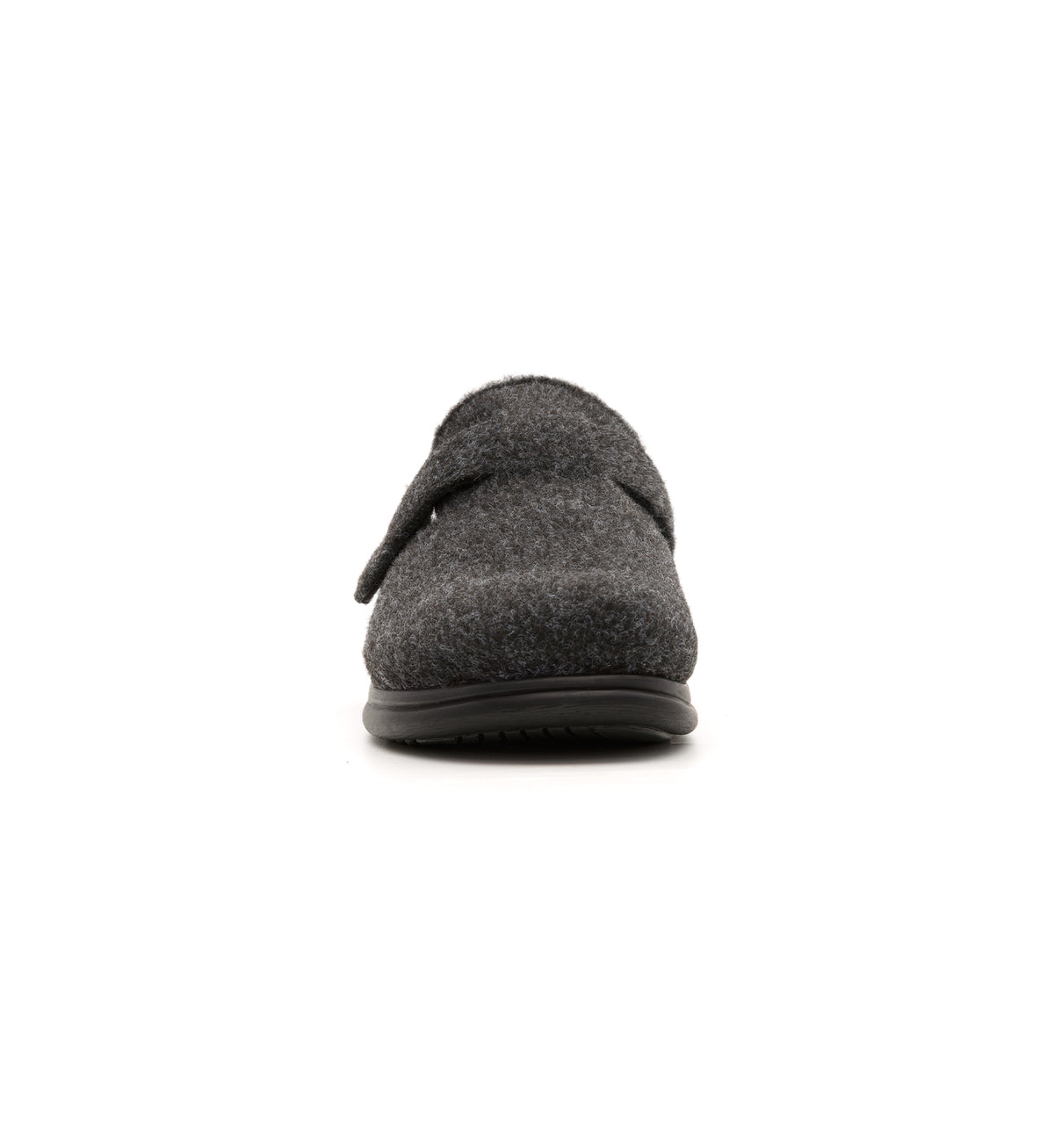 Anthracite Henley felt mule slipper, front view.