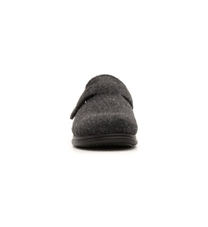 Anthracite Henley felt mule slipper, front view.