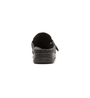 Anthracite Henley felt mule slipper, rear view.
