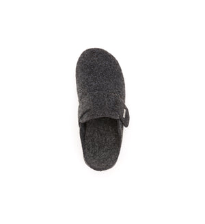 Anthracite Henley felt mule slipper, top view.
