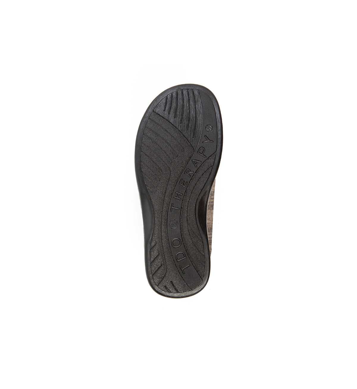 Sole of the brown check Henley mule, showing the tread.