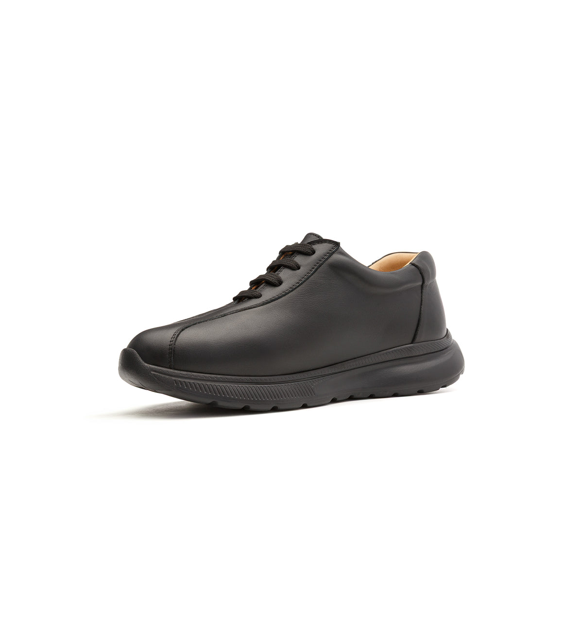 Black 611-UNI lace-up shoe, viewed from the opposite front angle.