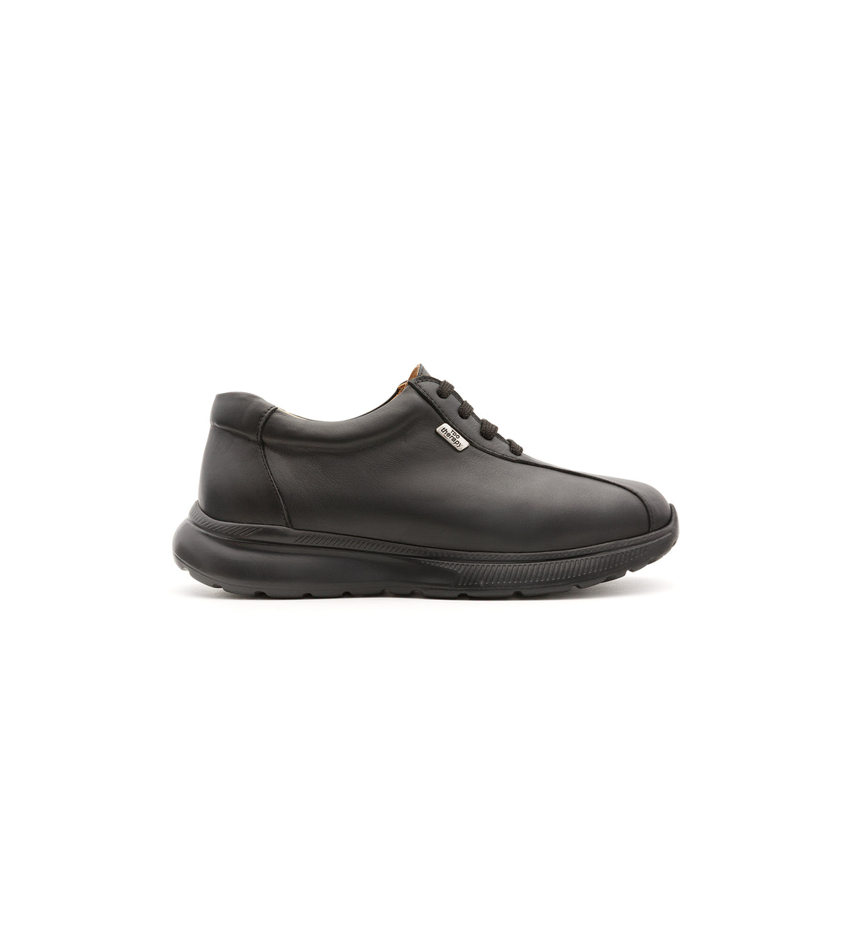 Black 611-UNI lace-up shoe, outer side view.