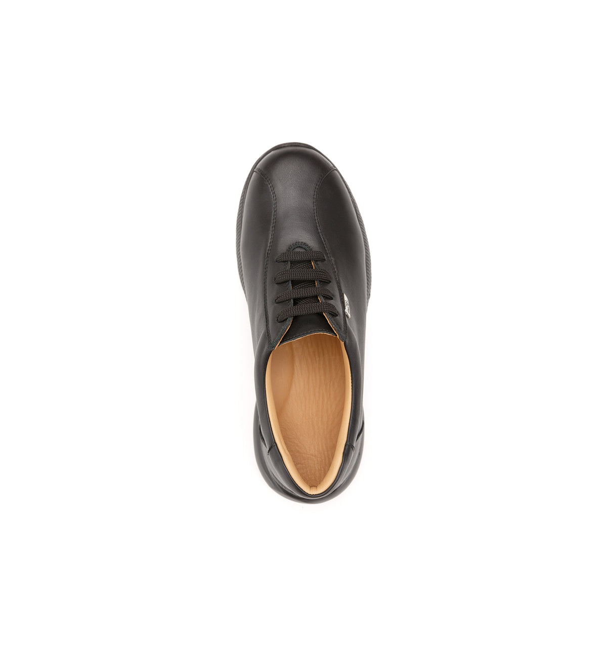 Black 611-UNI lace-up shoe, top view.