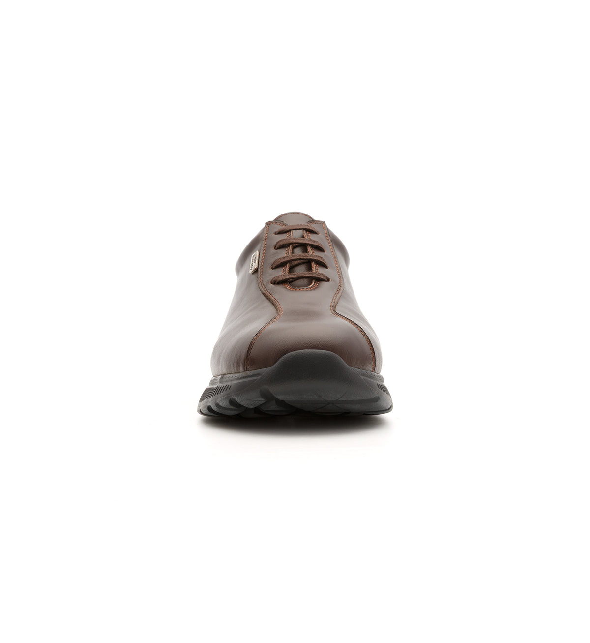Brown 611-UNI lace-up shoe, front view.