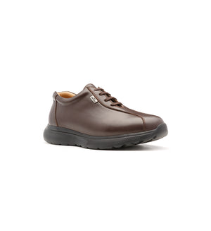 Brown 611-UNI lace-up shoe, viewed from the front at an angle.
