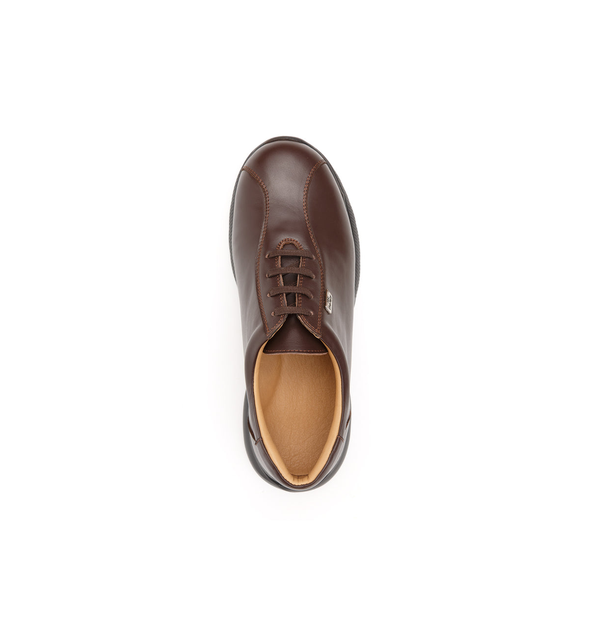 Brown 611-UNI lace-up shoe, top view.