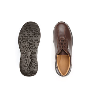 Top and sole views of the brown 611-UNI lace-up shoe.