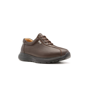 Brown 611-UNI lace-up shoe, viewed from the front at an angle.