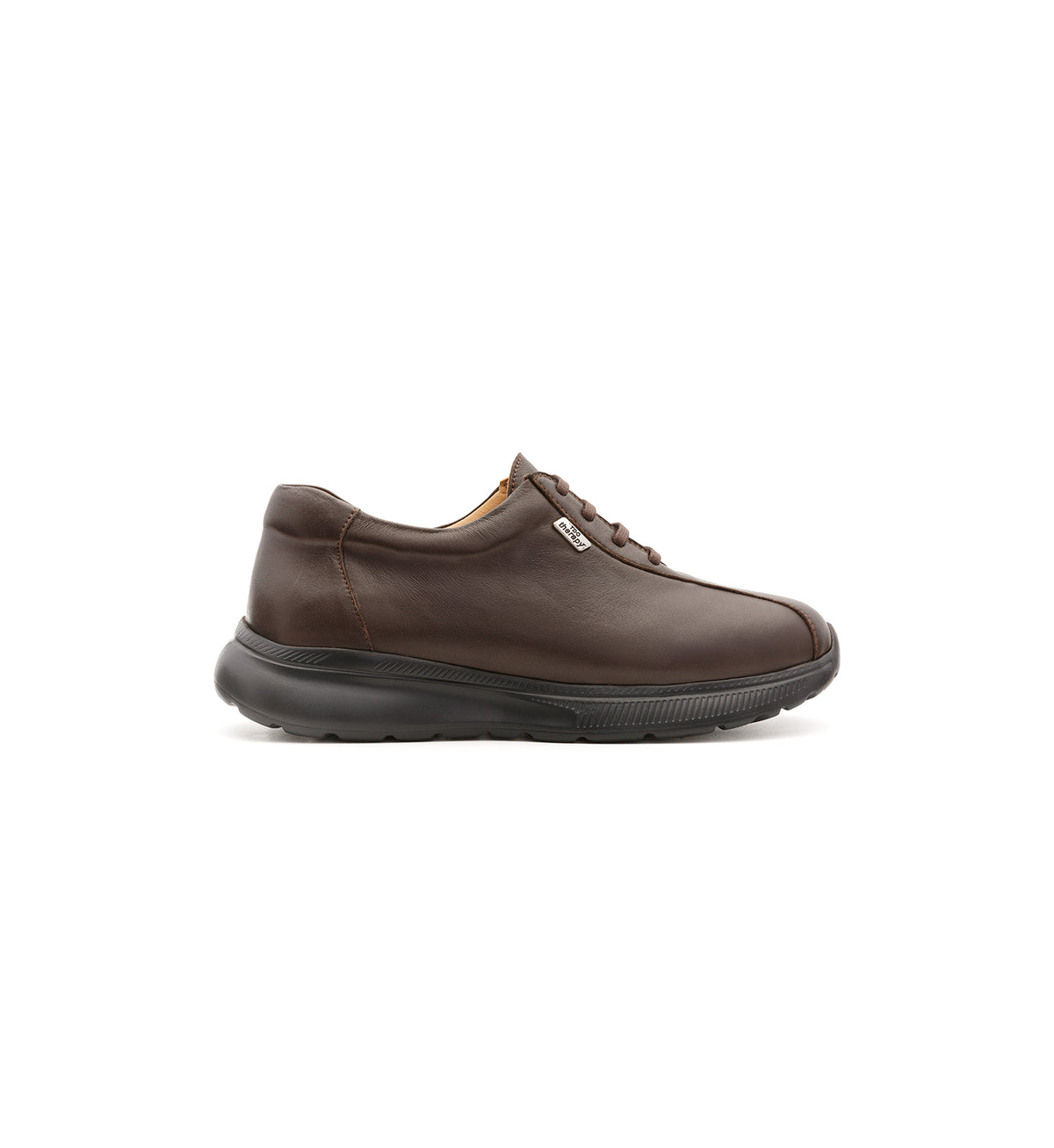 Brown 611-UNI lace-up shoe, outer side view.