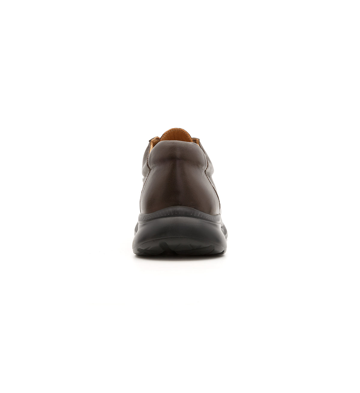 Brown 611-UNI lace-up shoe, rear view.