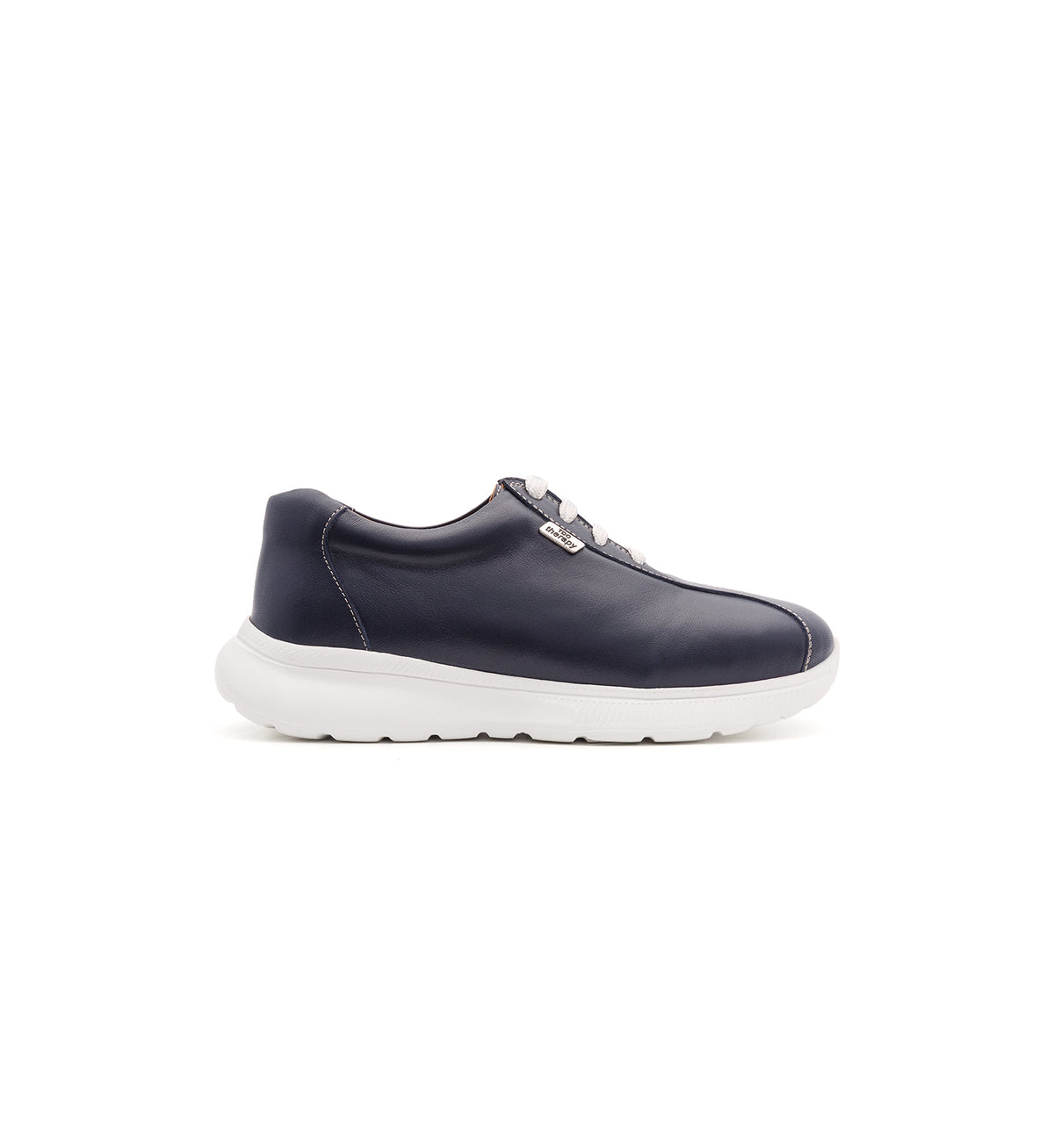 Navy 611-UNI lace-up shoe with a white sole, outer side view.