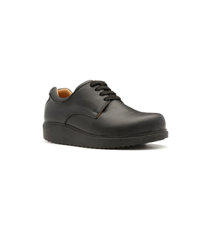 Black 616-20-UNI lace-up shoe, viewed from the front at an angle.