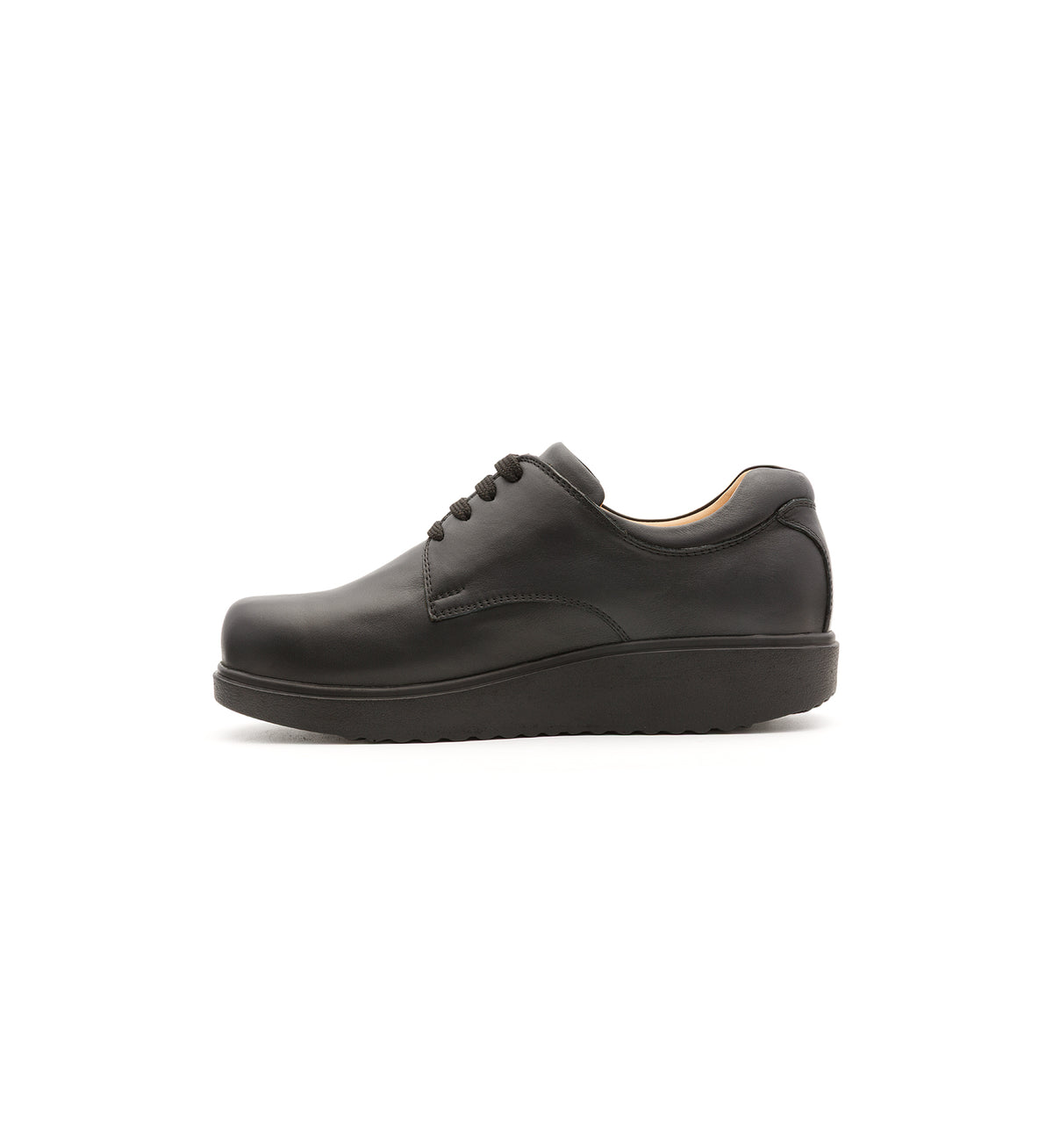Black 616-20-UNI lace-up shoe, inner side view.