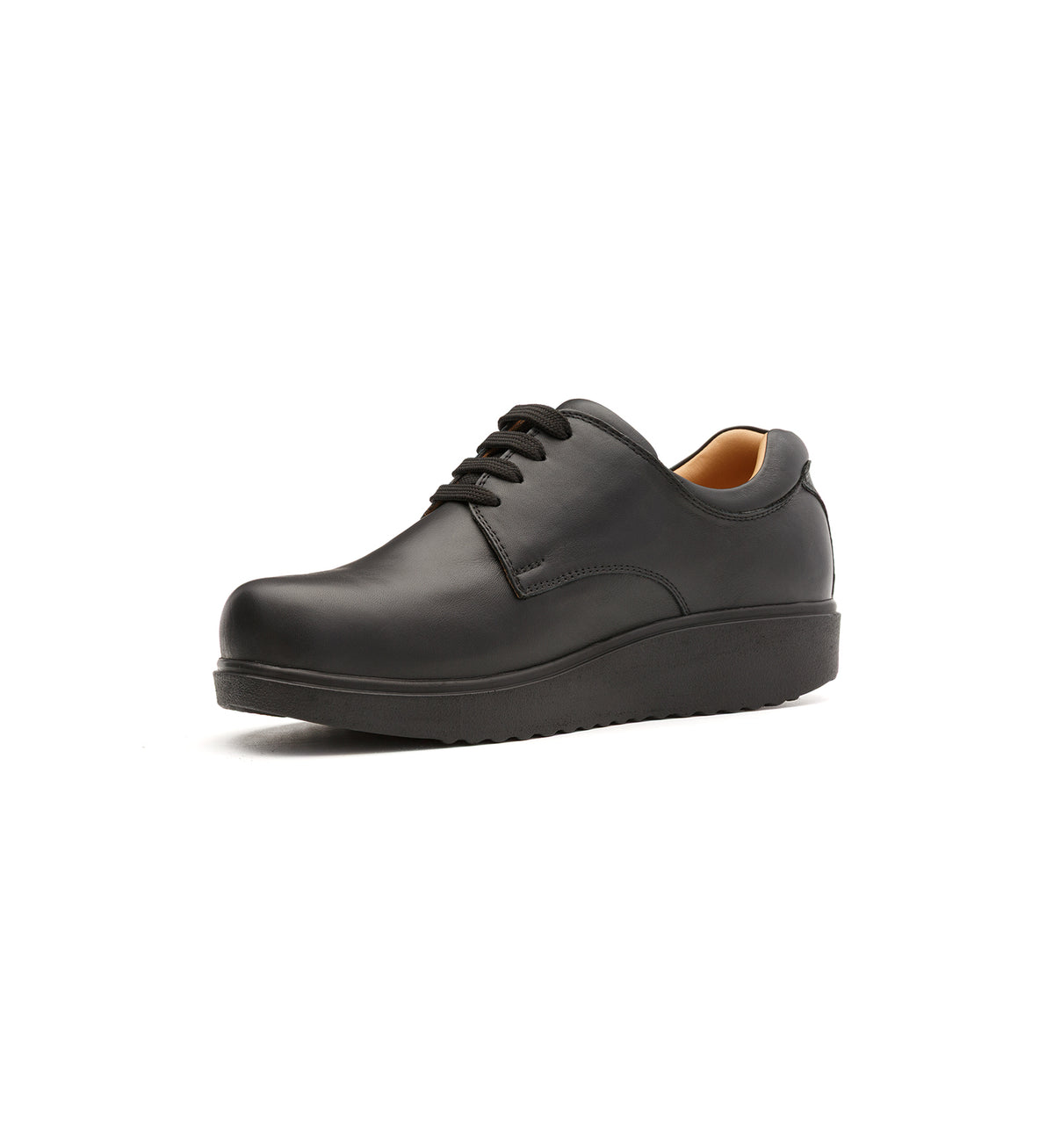 Black 616-20-UNI lace-up shoe, viewed from the opposite front angle.