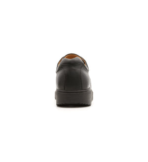 Black 616-20-UNI lace-up shoe, rear view.