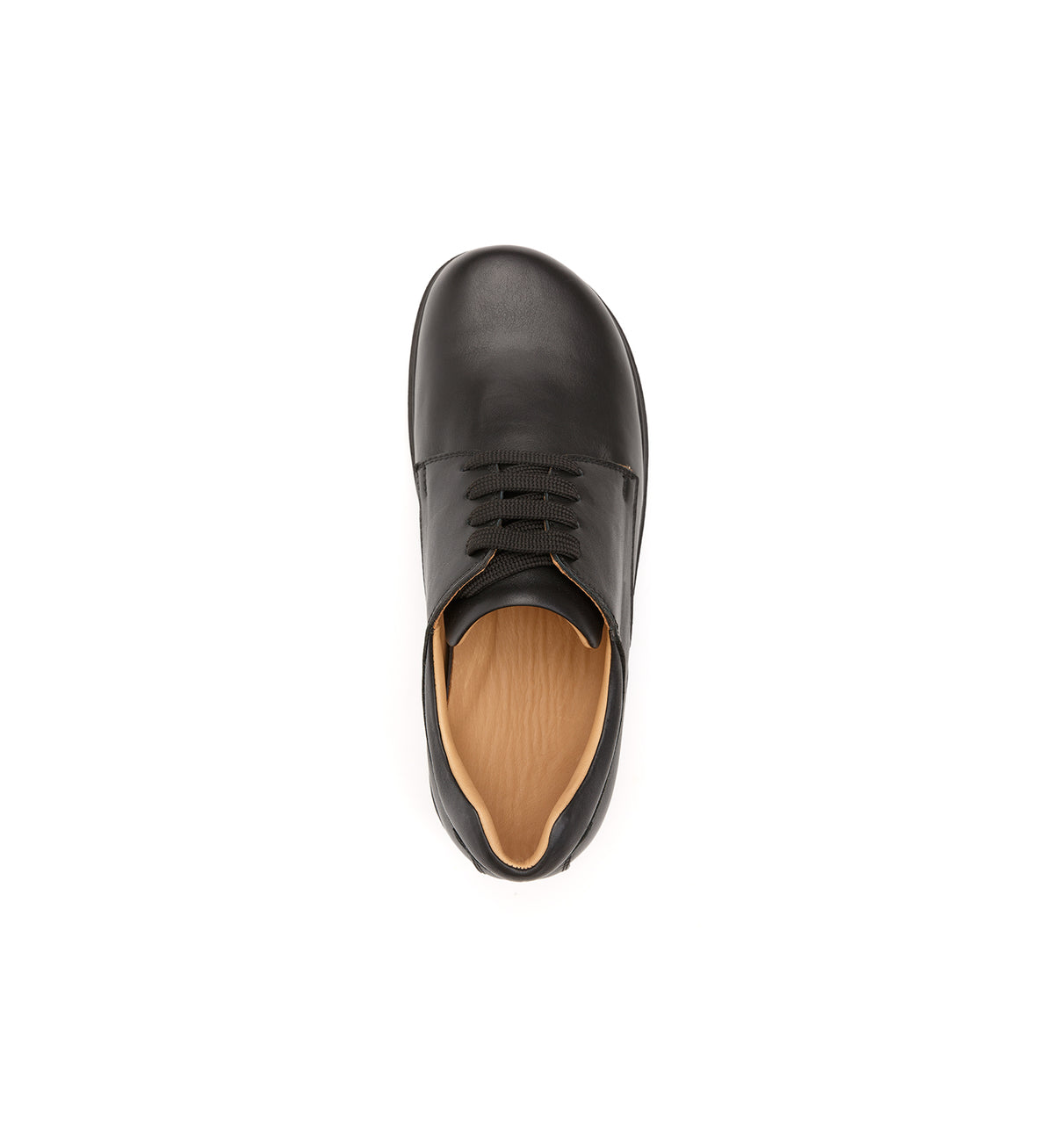 Black 616-20-UNI lace-up shoe, top view.