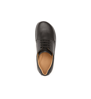 Black 616-20-UNI lace-up shoe, top view.