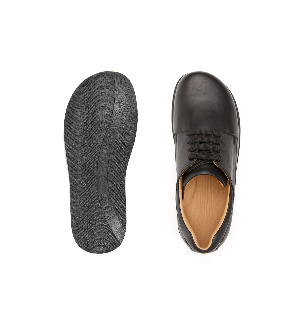 Top and sole views of the black 616-20-UNI lace-up shoe.