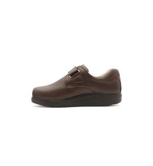 Brown 616-20-UNI shoe with a broad strap, inner side view.