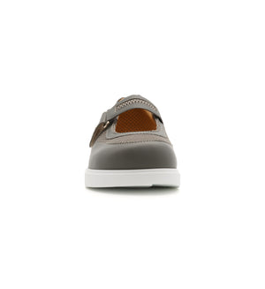 Grey 805-20-19-W mesh shoe with a broad strap, front view.