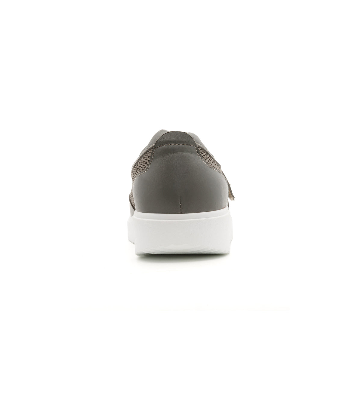 Grey 805-20-19-W mesh shoe with a broad strap, rear view.