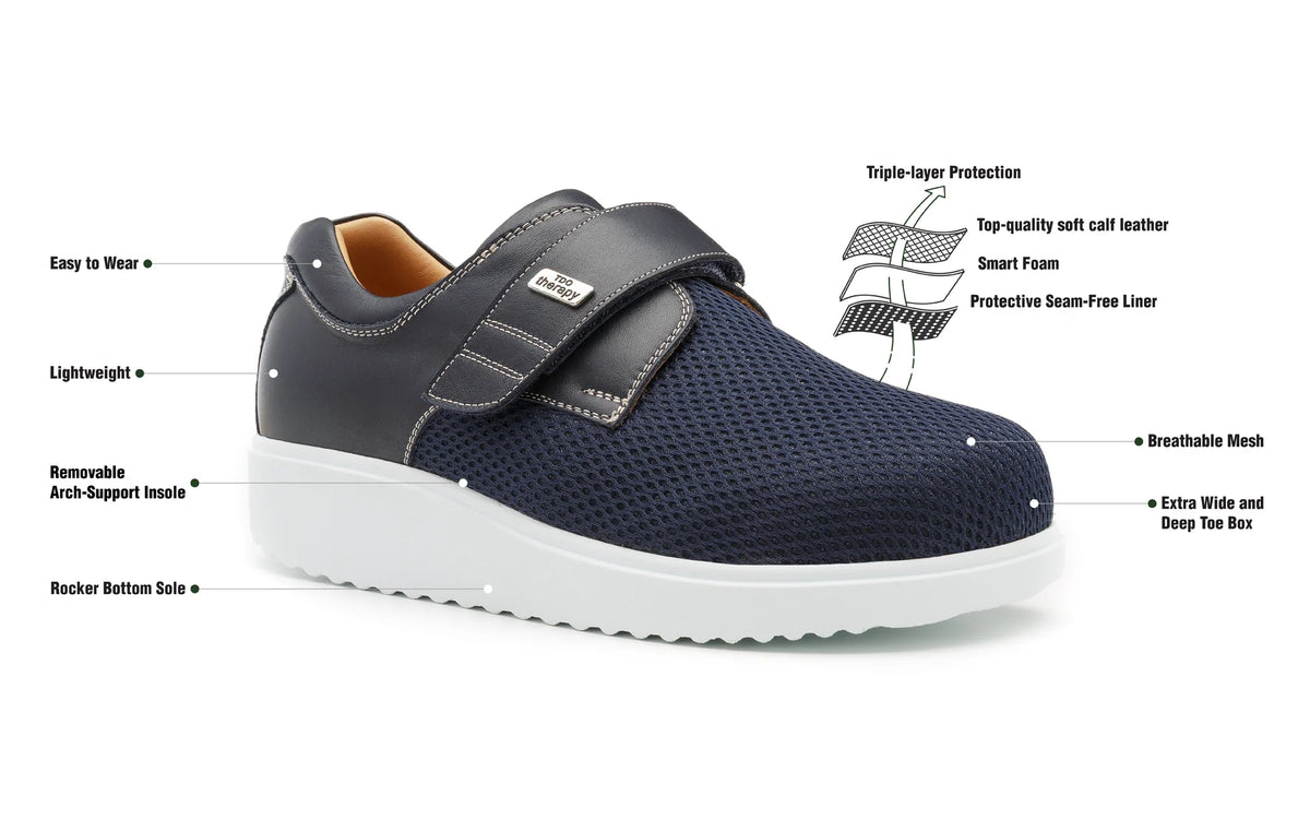 Ashby extra wide breathable mesh shoes with labelled fit and construction features