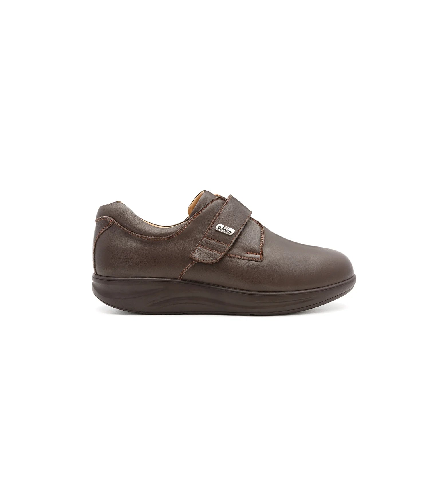 Side view of Ashby men's orthopaedic walking shoes featuring a spacious fit and supportive sole.