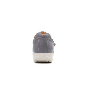 Rear view of the grey TDO 615.19-M shoe with a leather heel and white sole.