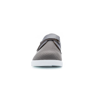Front view of grey Ashby women's extra wide mesh shoes with a roomy toe box and breathable design