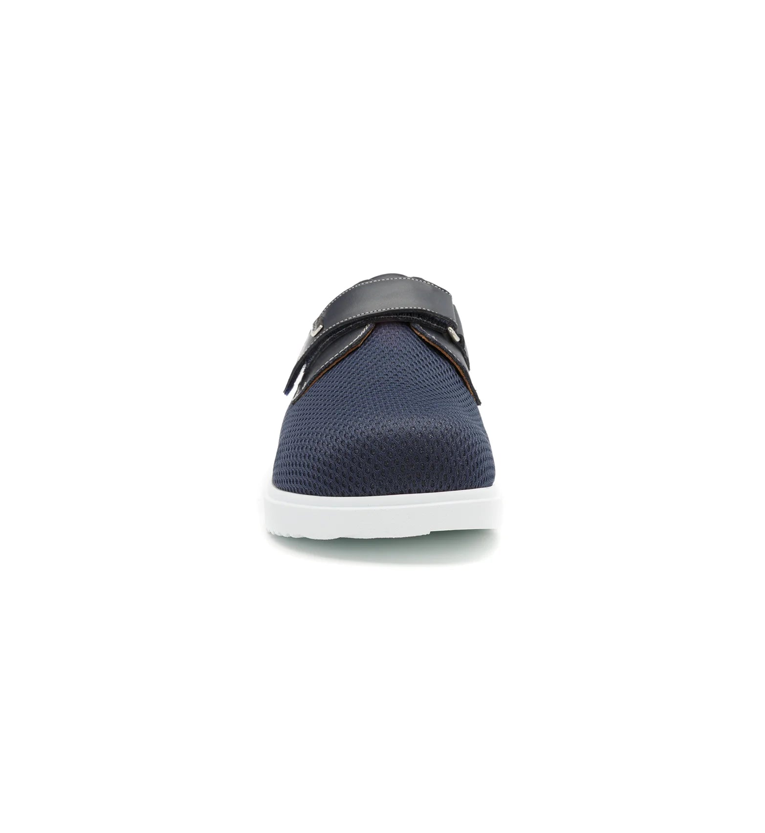 Women's navy everyday shoes with a stable heel design for comfortable wear.