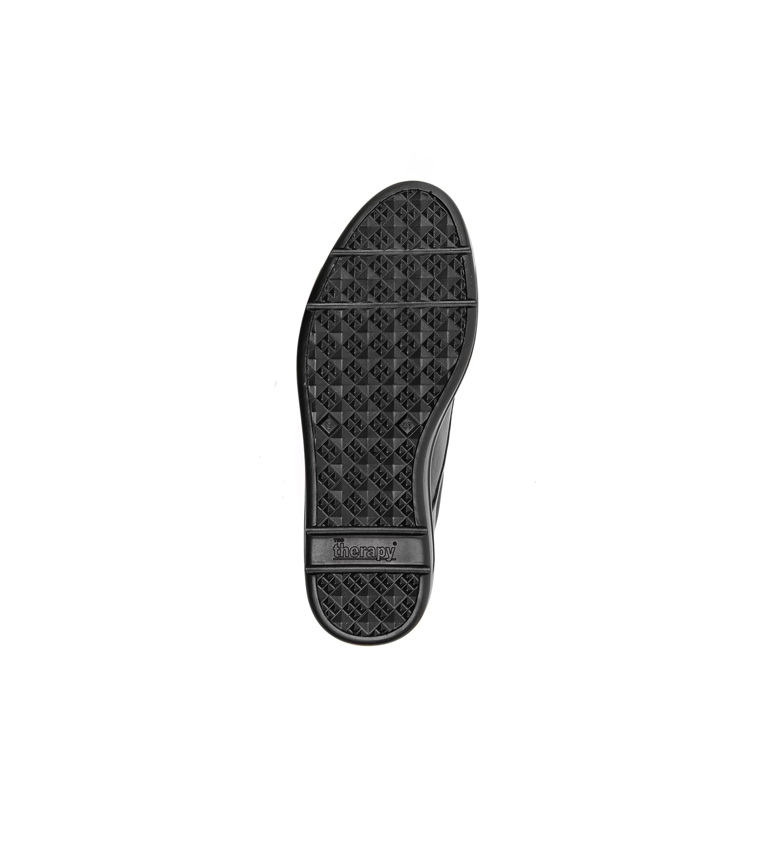 Outsole view of Charles men’s black 4E wide and deep shoes.