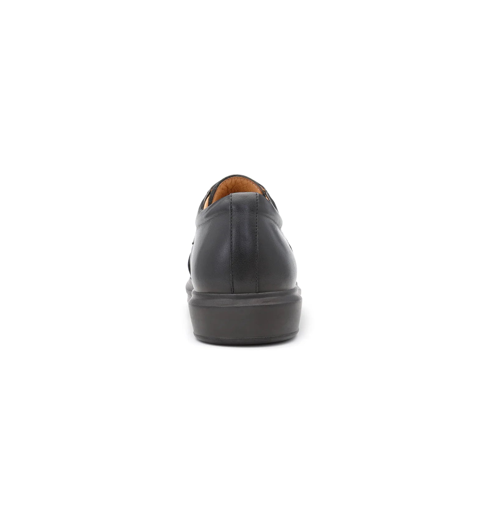 Rear view of Charles men’s black leather 4E wide and deep lace-up shoes.