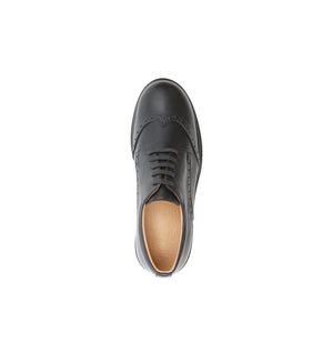 Top view of Charles men’s black leather 4E wide and deep lace-up shoes.
