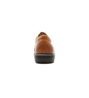 Rear view of Charles men’s tan leather 4E wide and deep lace-up shoes.