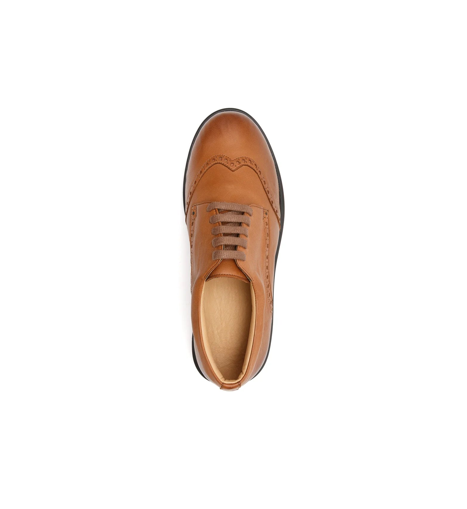 Top view of Charles men’s tan leather 4E wide and deep lace-up shoes.