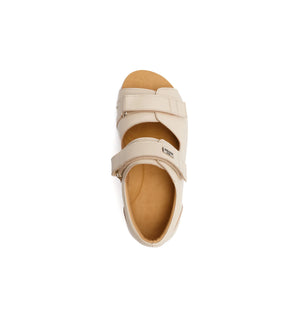Beige Cove extra wide orthopedic sandals with open toe and adjustable straps – top view
