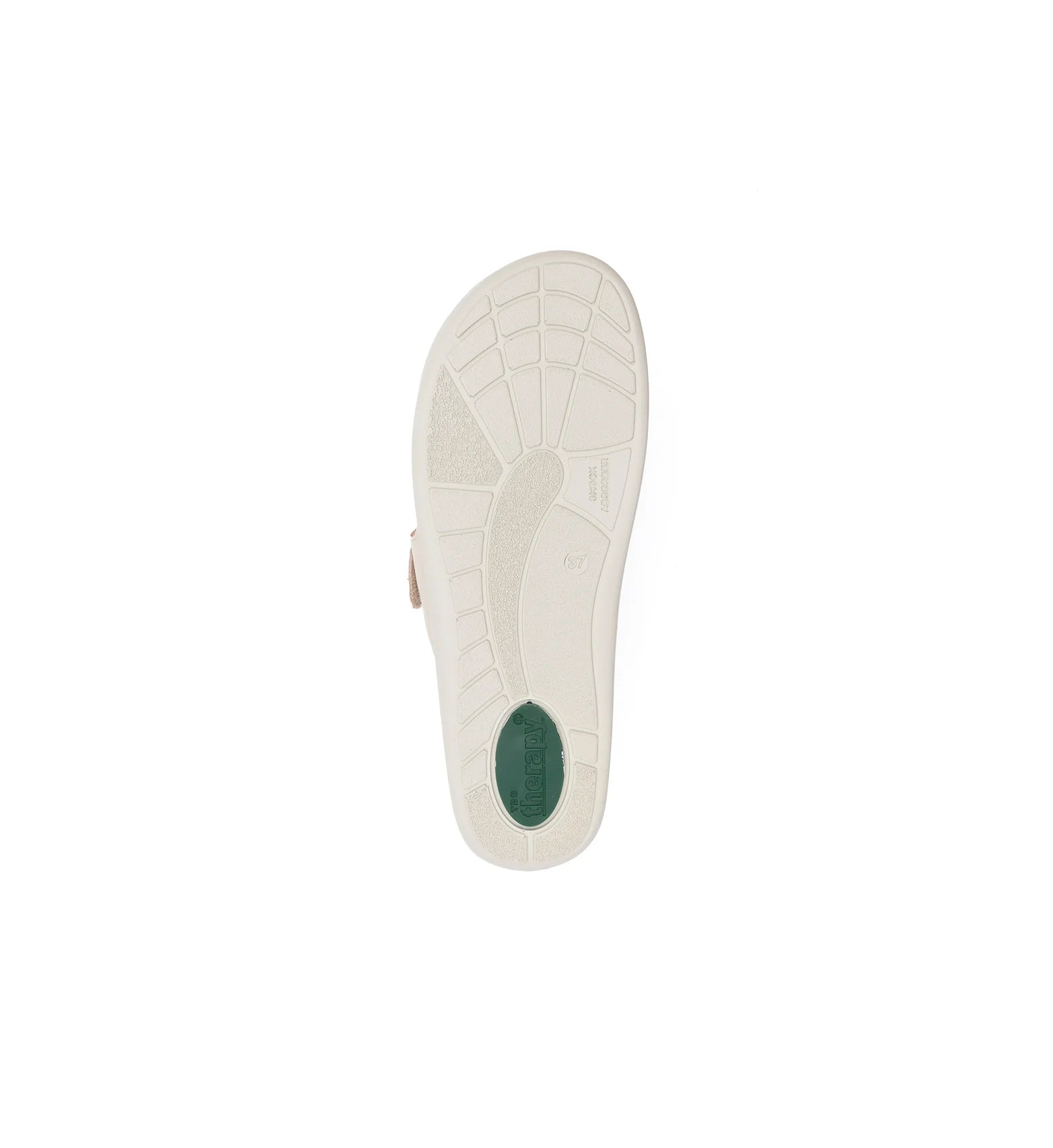 Light-coloured outsole of the beige Cove women’s wide fit orthopedic sandal.