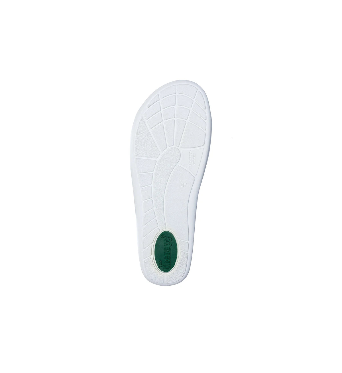 White outsole of the red Cove women’s wide fit orthopedic sandal.