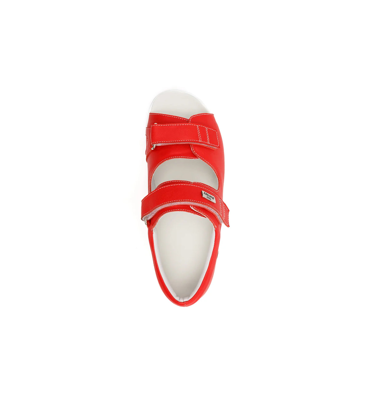 Top view of the red Cove women’s wide fit sandal showing the open toe and adjustable straps.